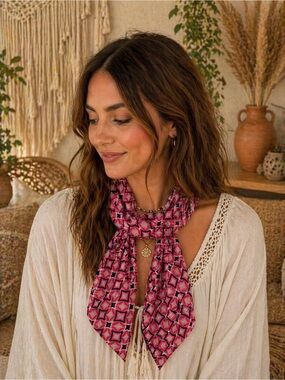 Anthropologie Pink Geometric Scarf or tie headband